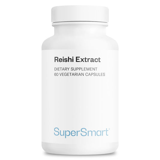 Supersmart Reishi Extract 1000mg bottle on desk for daily routine.