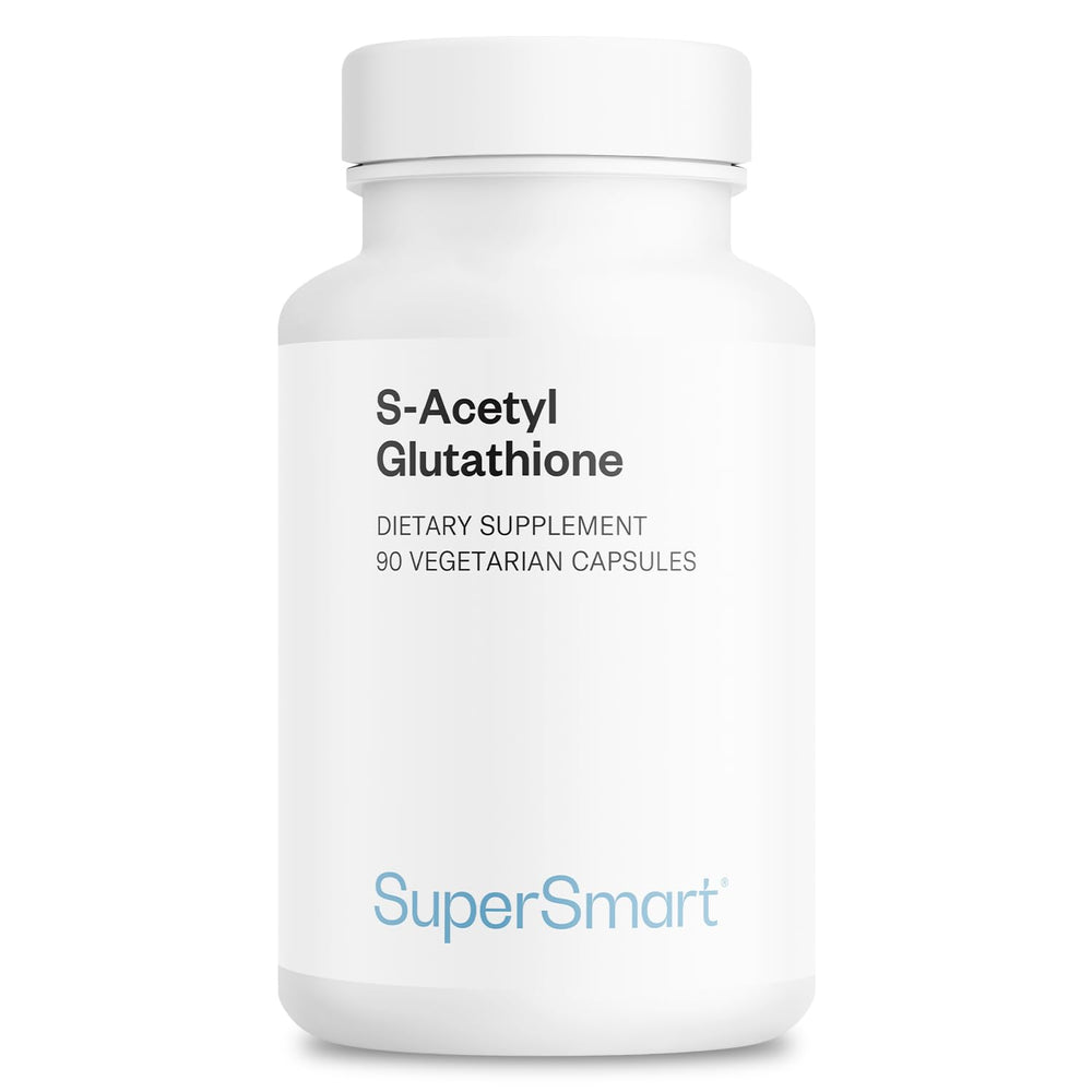 Supersmart S-Acetyl Glutathione bottle for daily high-absorption support.