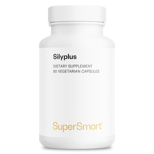 Supersmart SilyPlus bottle front view highlighting patented milk thistle blend for absorption.