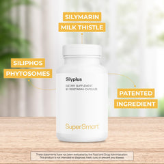 Graphic illustrating phytosome technology for enhanced silymarin absorption in Supersmart SilyPlus.