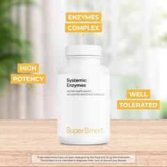 Supersmart Systemic Enzymes label detail showing bromelain content for potential benefits