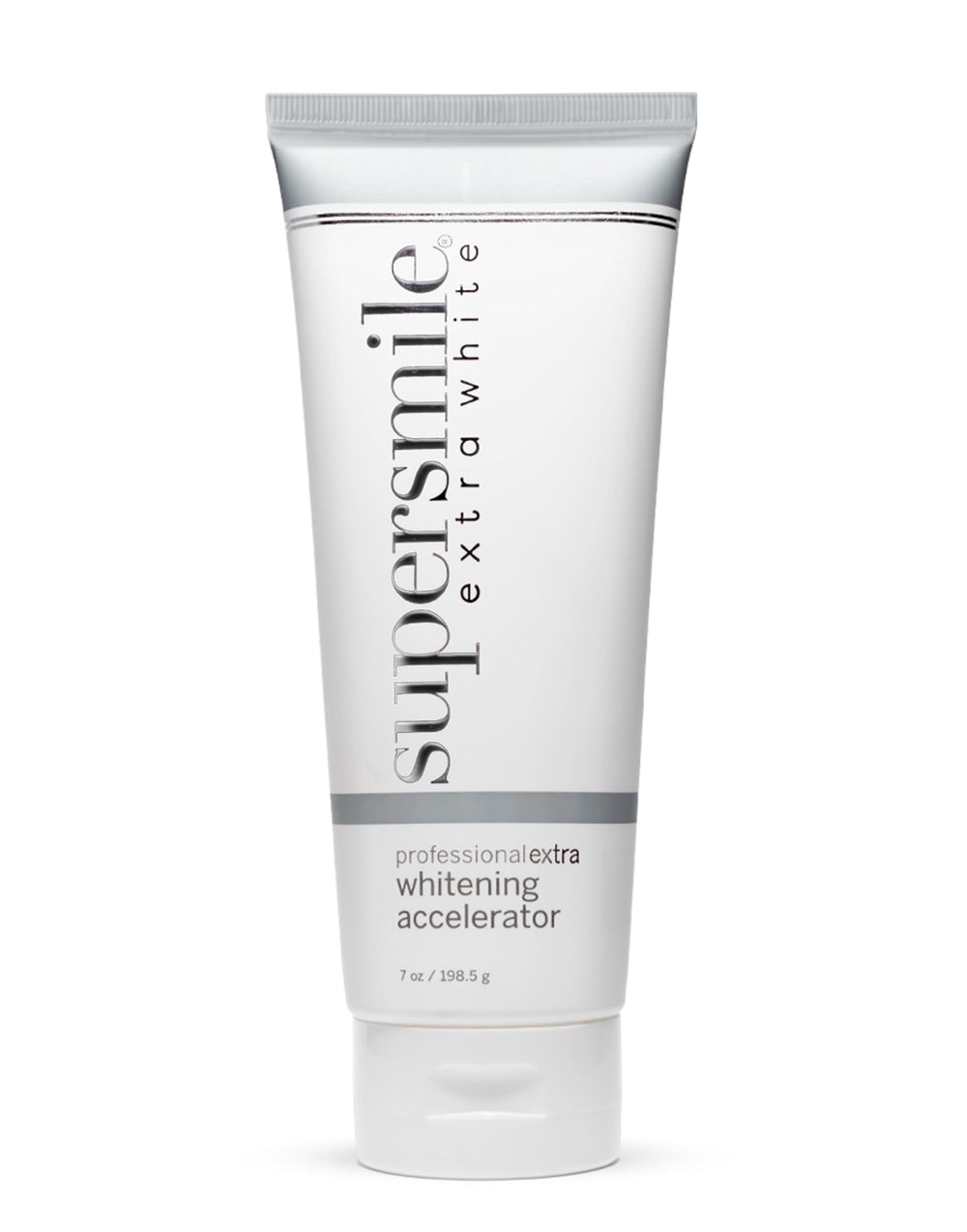 Supersmile Extra White bottle front highlights enamel-safe whitening formula for deep stains.