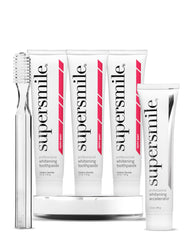 Supersmile Peppy Mint toothpaste set with three tubes for travel whitening on the go