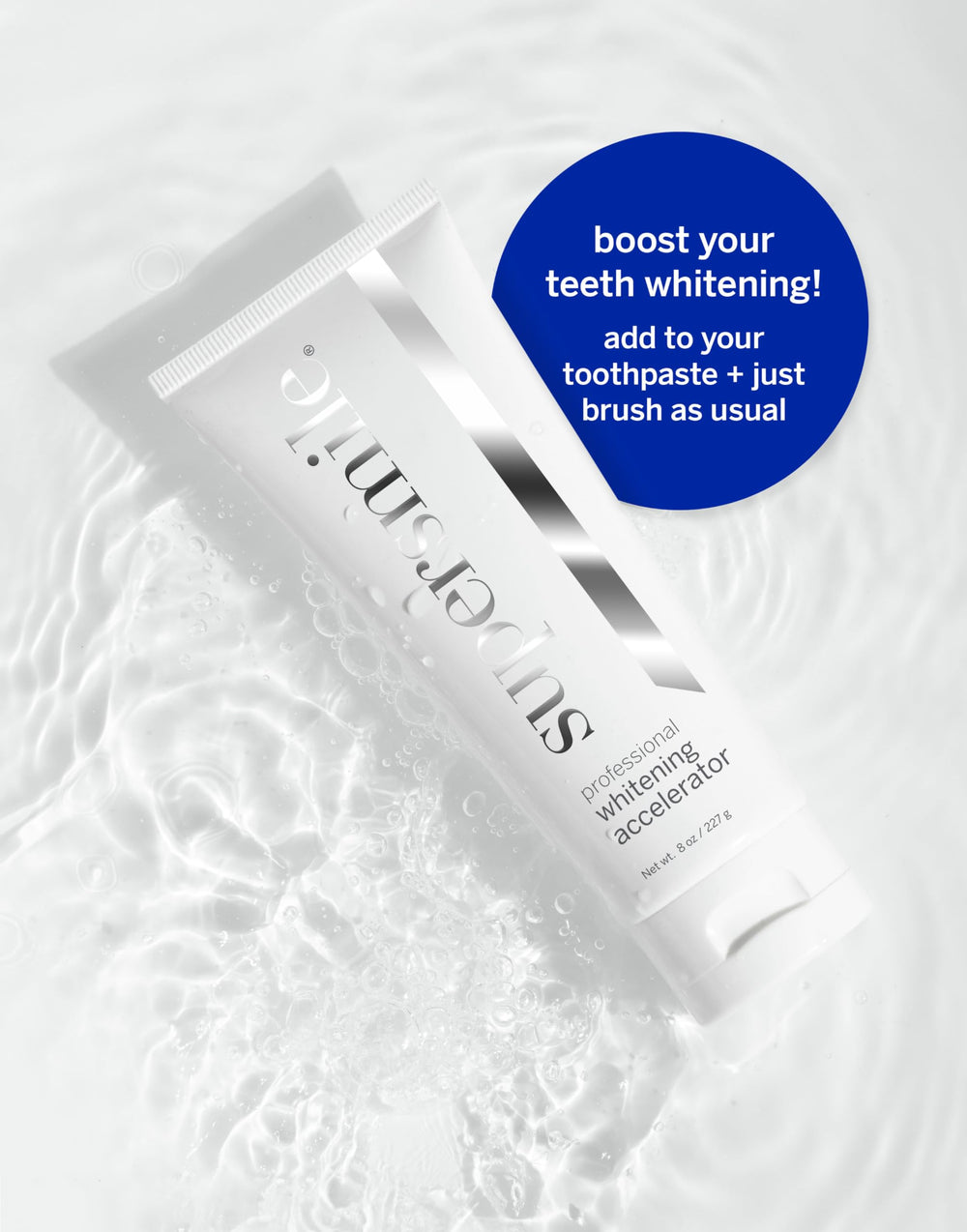 Supersmile Professional Whitening Accelerator brushing scene highlights enamel-safe action