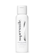 Supersmile triple-use whitening powder tub closeup for an easy at-home whitening routine