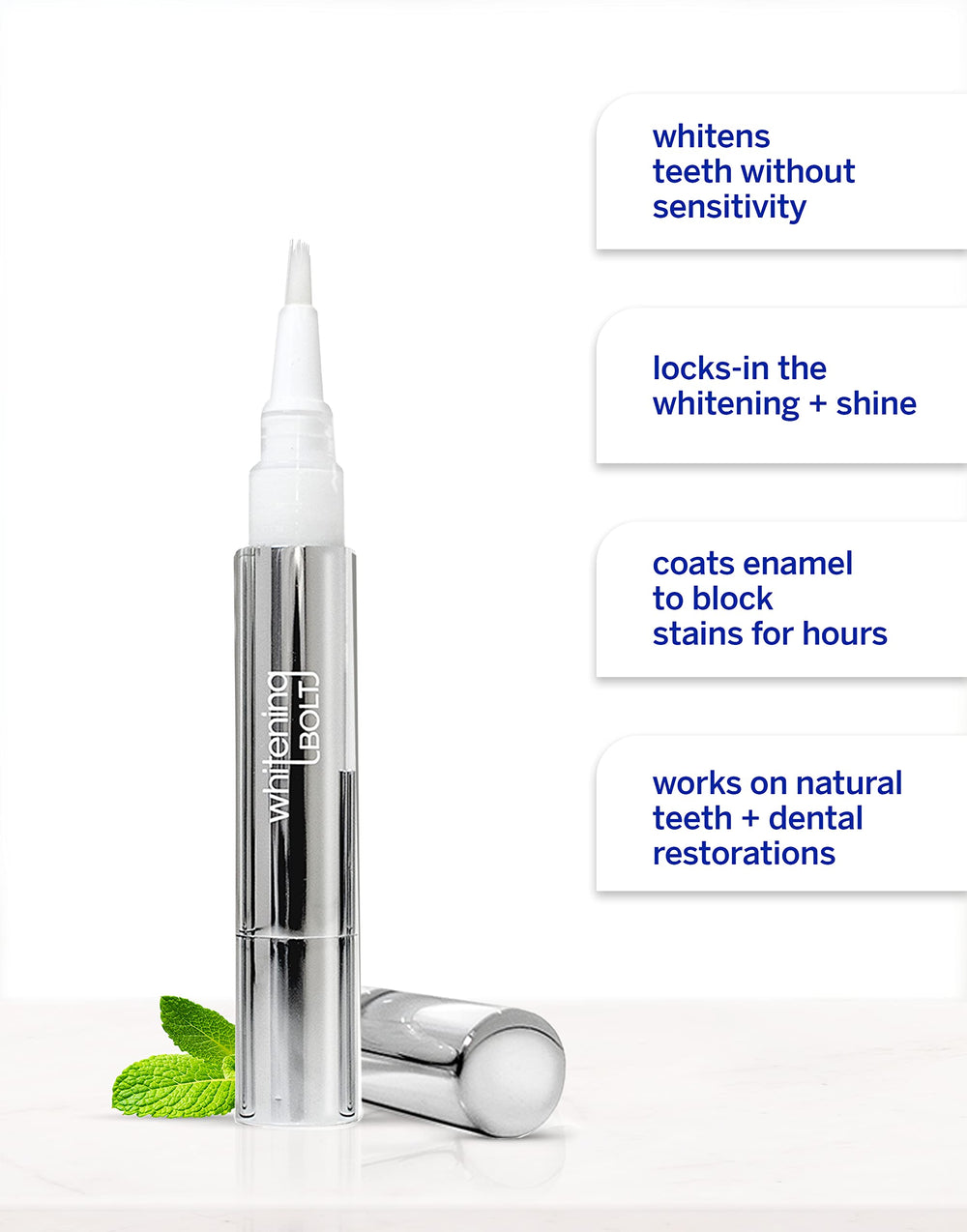 Supersmile Whitening Bolt suitable for natural teeth, dentures, veneers, and bonded teeth