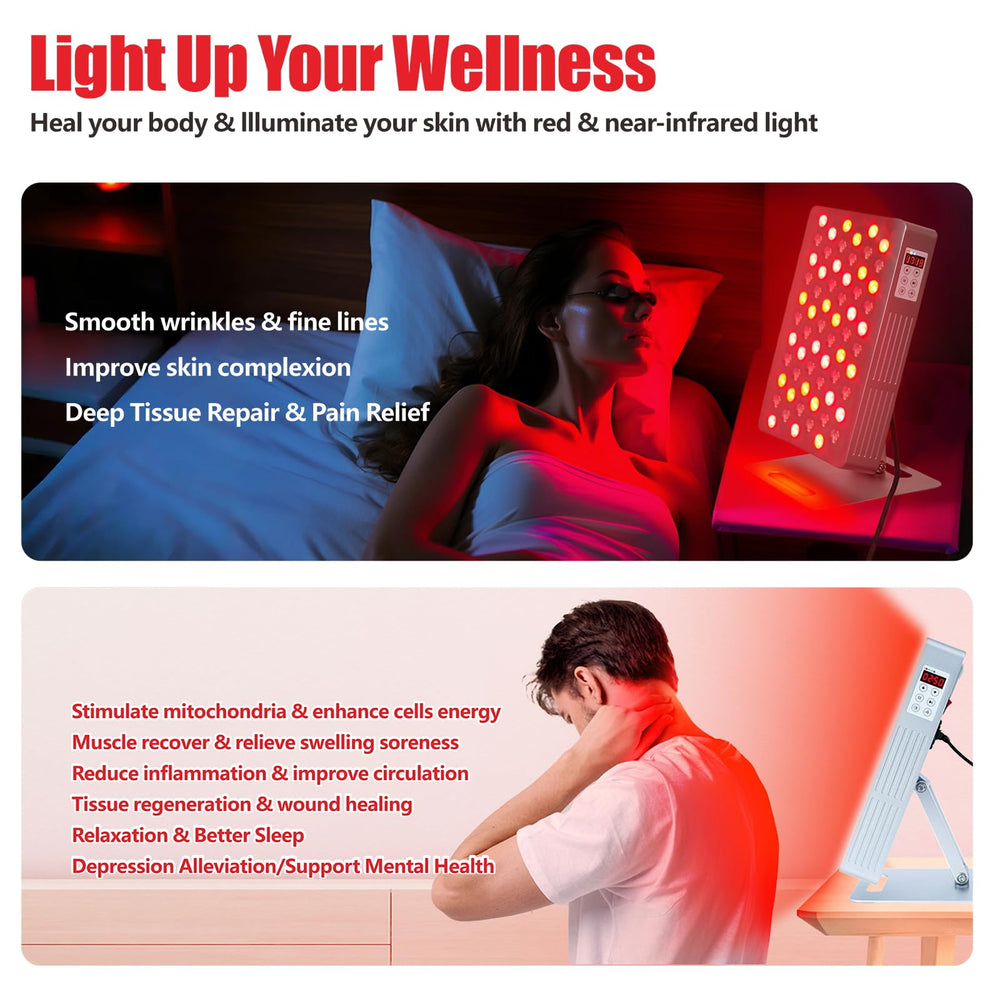 Supersred panel for face and body use, targeting vitality.