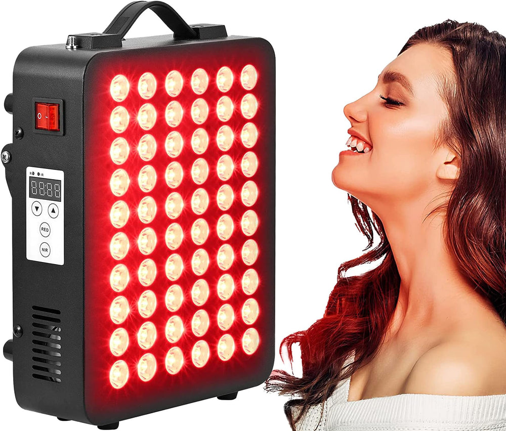 Supersred red light panel front view with 660nm/850nm LEDs for relaxation and skin-friendly sessions.