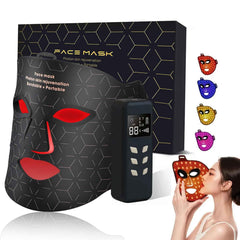 Supersred red light therapy mask on the face for at-home skincare.