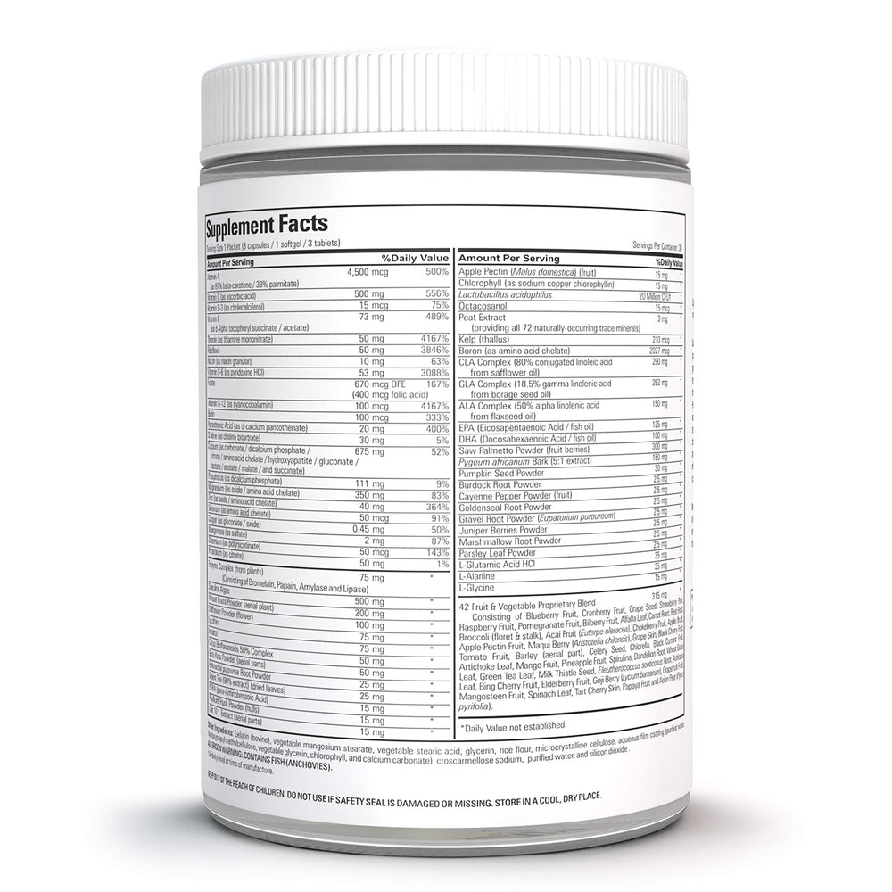 Supplement Spot Daily use packets arranged on a table for easy routine.