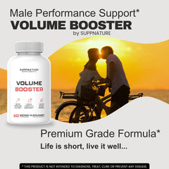 SuppNature Volume Booster capsules closeup highlighting easy-to-take pills for endurance