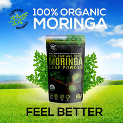 USDA Organic certification label on SUPREME HERBALS Moringa powder