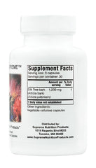Albizia Supreme bottle back showing supplement facts and vegetarian info