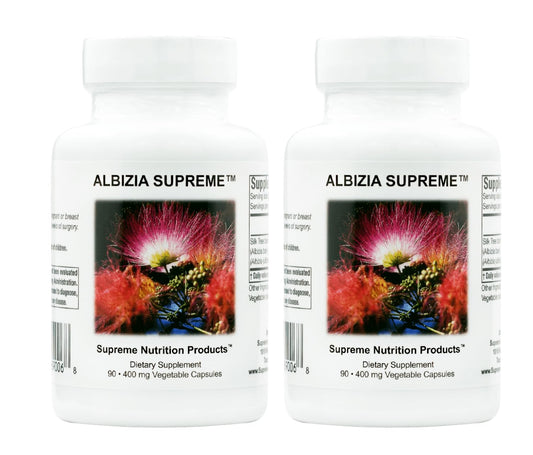 Supreme Nutrition Albizia Supreme bottle front showing packaging for daily calm