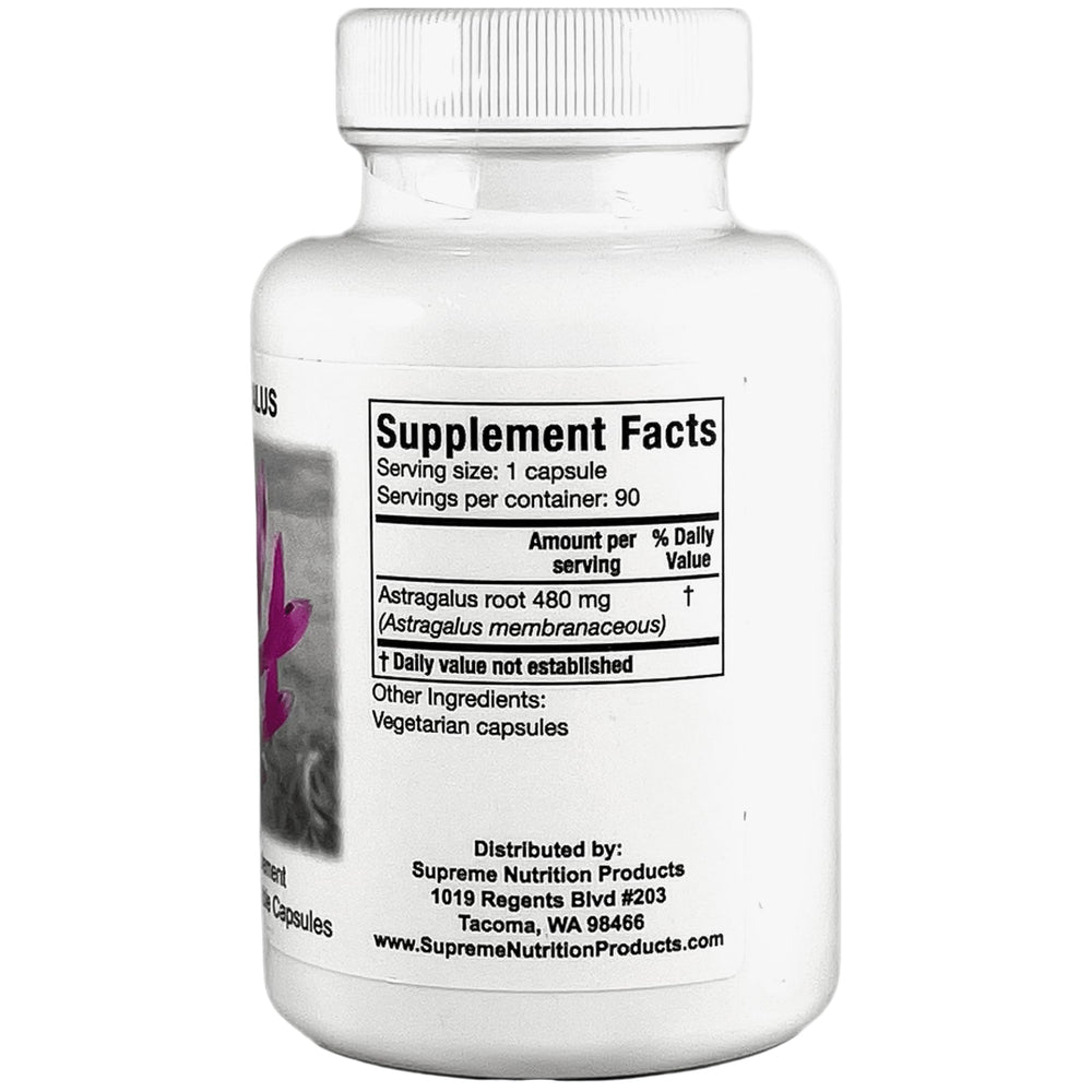 Supreme Nutrition Astragalus Supreme capsule close-up highlighting pure herbal formula