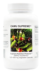 Supreme Nutrition Camu Supreme bottle front with 120 vegetarian capsules for daily wellness.