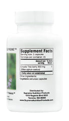 Supreme Nutrition Chaste Tree Supreme bottle back view with dosage and label details