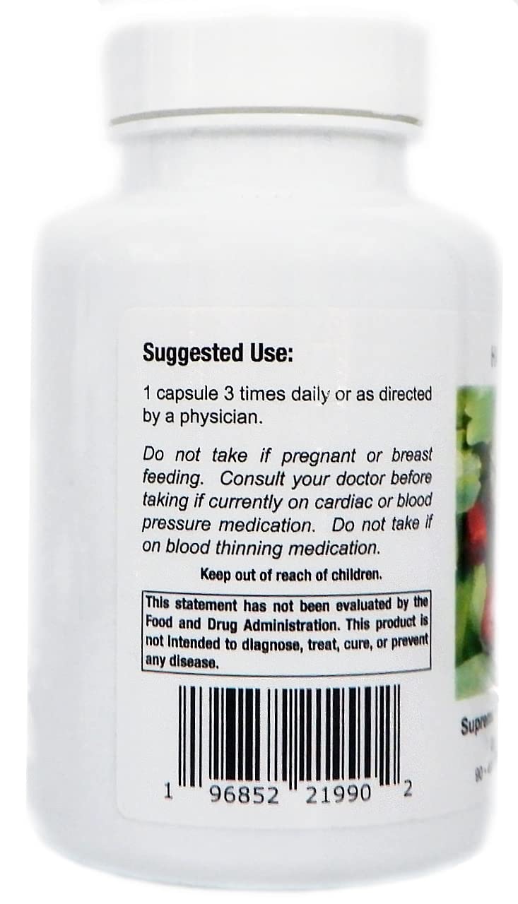 Close-up of Supreme Nutrition Hawthorn capsules in vegetarian formula.