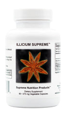 Supreme Nutrition Illicium capsules close-up showing pure star anise for convenient daily use.