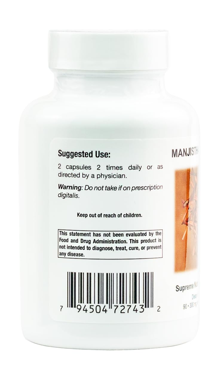 Manjistha Supreme packaging box highlighting cGMP standards and lab-tested quality