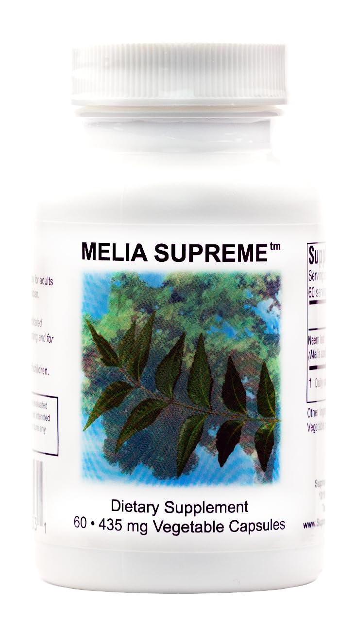 Supreme Nutrition Melia Supreme bottle-front with Neem capsules for daily natural support