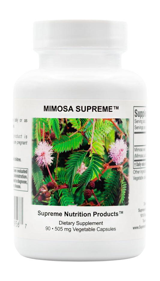 Supreme Nutrition Mimosa Supreme bottle with capsules for convenient daily supplementation