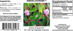 Supreme Nutrition Mimosa Supreme capsules presented as a pure herbal formula for easy use