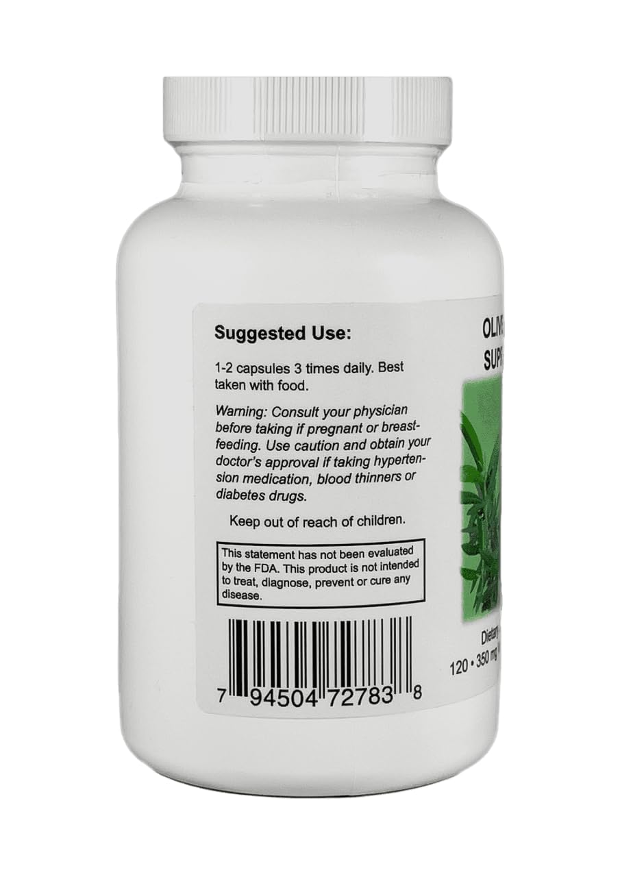 Pack of 2 label featuring 120 pure olive leaf capsules