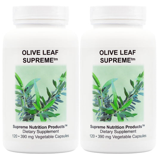 Supreme Nutrition Olive Leaf Supreme bottle showing pure olive leaf capsules for daily use