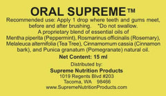 Close-up pour of Supreme Nutrition Oral Supreme essential oil blend for daily use.