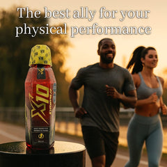 Supreme X10 cherry flavor glass suggests refreshing taste during activity.