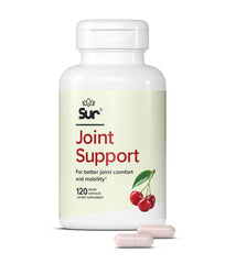 Sur Joint Support bottle front label highlights vegan formula for daily joint comfort.
