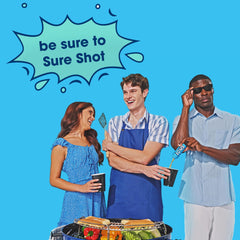 Six bottles of Sure Shot Recovery Drink Citrus Splash in a row