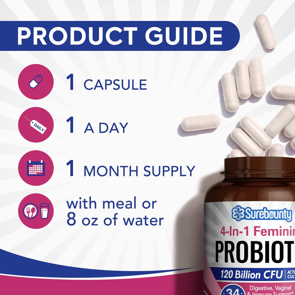 Surebounty Probiotics Women shelf-stable box indicates no refrigeration needed.