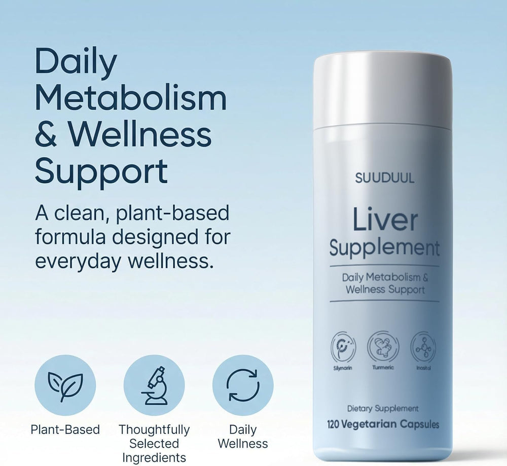 SUUDUUL Liver Support capsules close-up show milk thistle and curcumin for balance