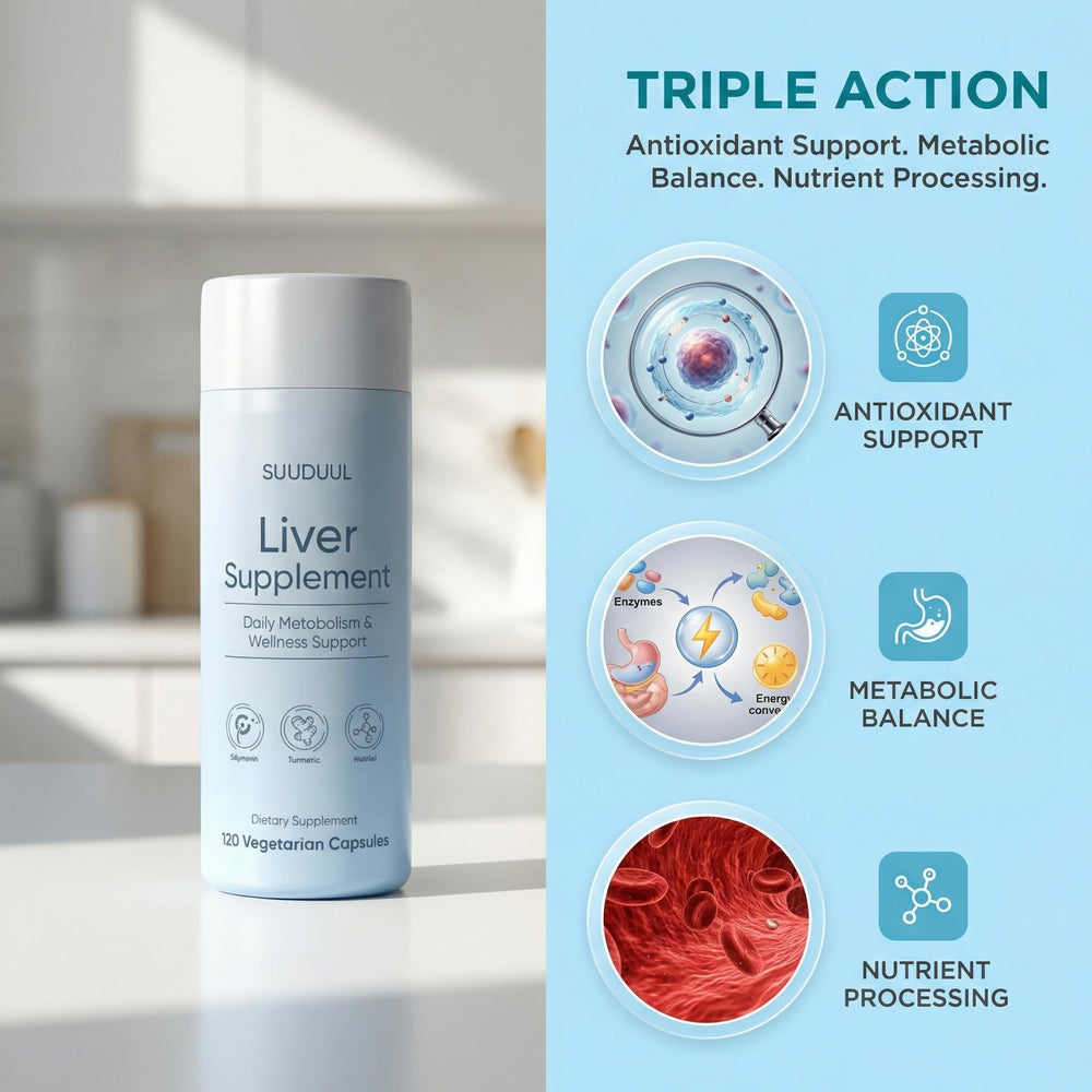SUUDUUL Liver Support label detail highlights clean vegan formula