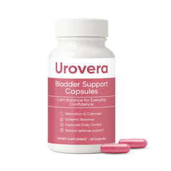 SUUDUUL Urovera bottle front for daily bladder support.