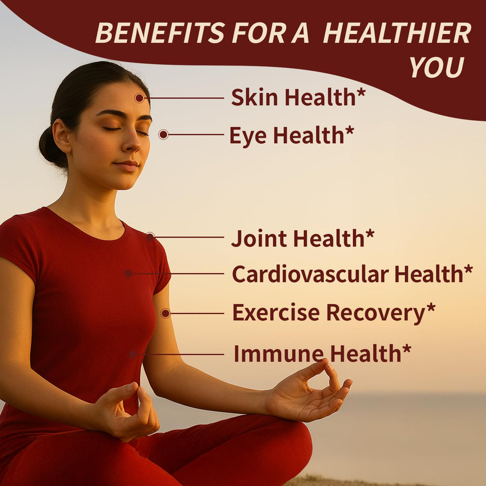 SUUDUUL Belano Astaxanthin bottle front highlights triple-strength capsules for daily wellness.