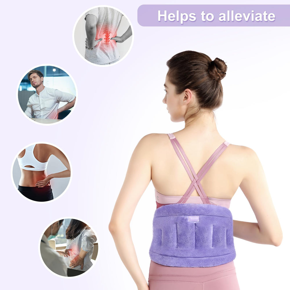 SuzziPad back heat pad on lower back demonstrates ergonomic wear