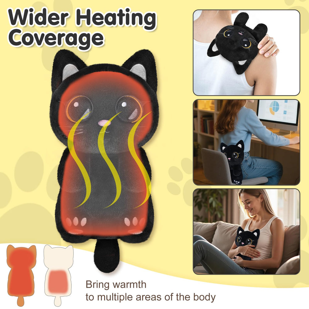Suzzipad Black Cat heating pad filled with natural grains for deep warmth