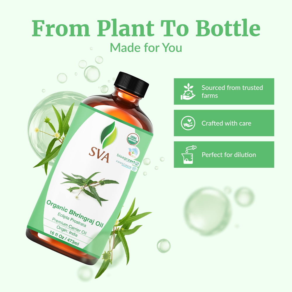 SVA Organic Bhringraj Oil blended with shampoo for enhanced nourishment.