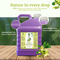 SVA Organics Moringa oil packaging-details emphasize premium preservative-free formula