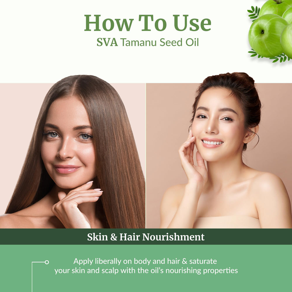 Tamanu oil mixed with shampoo for hair nourishment