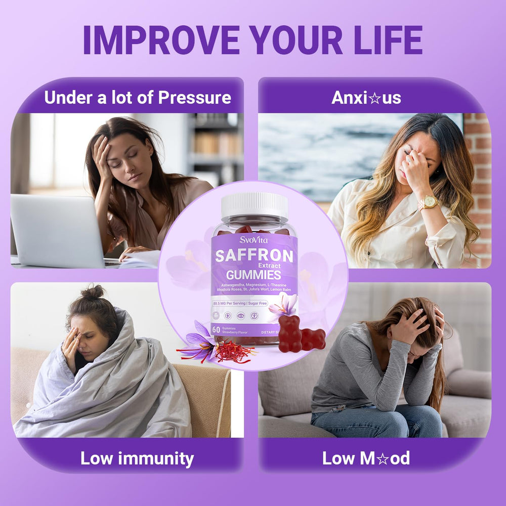 Svovita Saffron Gummies daily-use image suggests easy routine.
