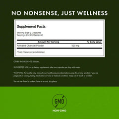 Swanson Activated Charcoal bottle label emphasizing trusted quality and safety