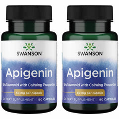Swanson Apigenin bottle front for calming evening routines and sleep support.