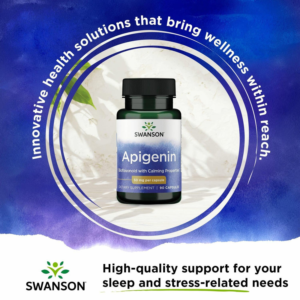 Swanson Apigenin bottle pour illustrating convenient 90-capsule supply.