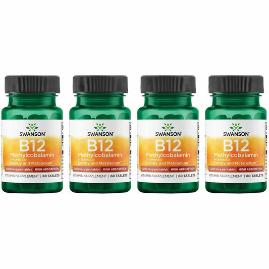 Swanson B-12 methylcobalamin bottle front showing high absorption formula
