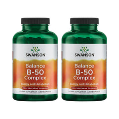 Swanson Balance B-50 Complex bottle front with label, signaling daily energy support.