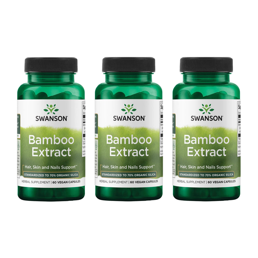 Swanson Bamboo Extract capsule close-up for hair and nails.